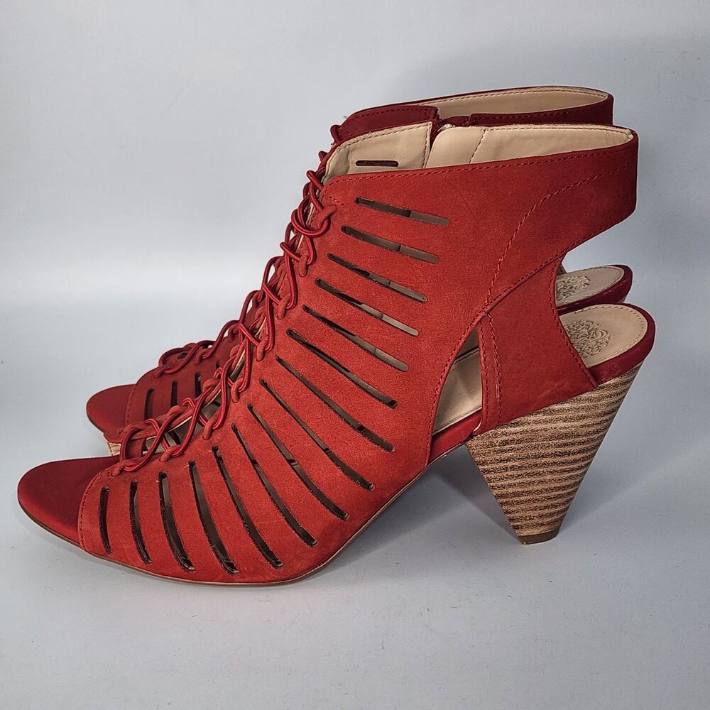 Vince Camuto Red Leather Evalan Sandals Heels Women's Size 11 M